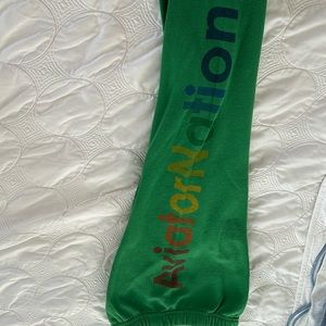 Aviator Nation Kids Green Rainbow Letter Sweatpants - Sz 8
